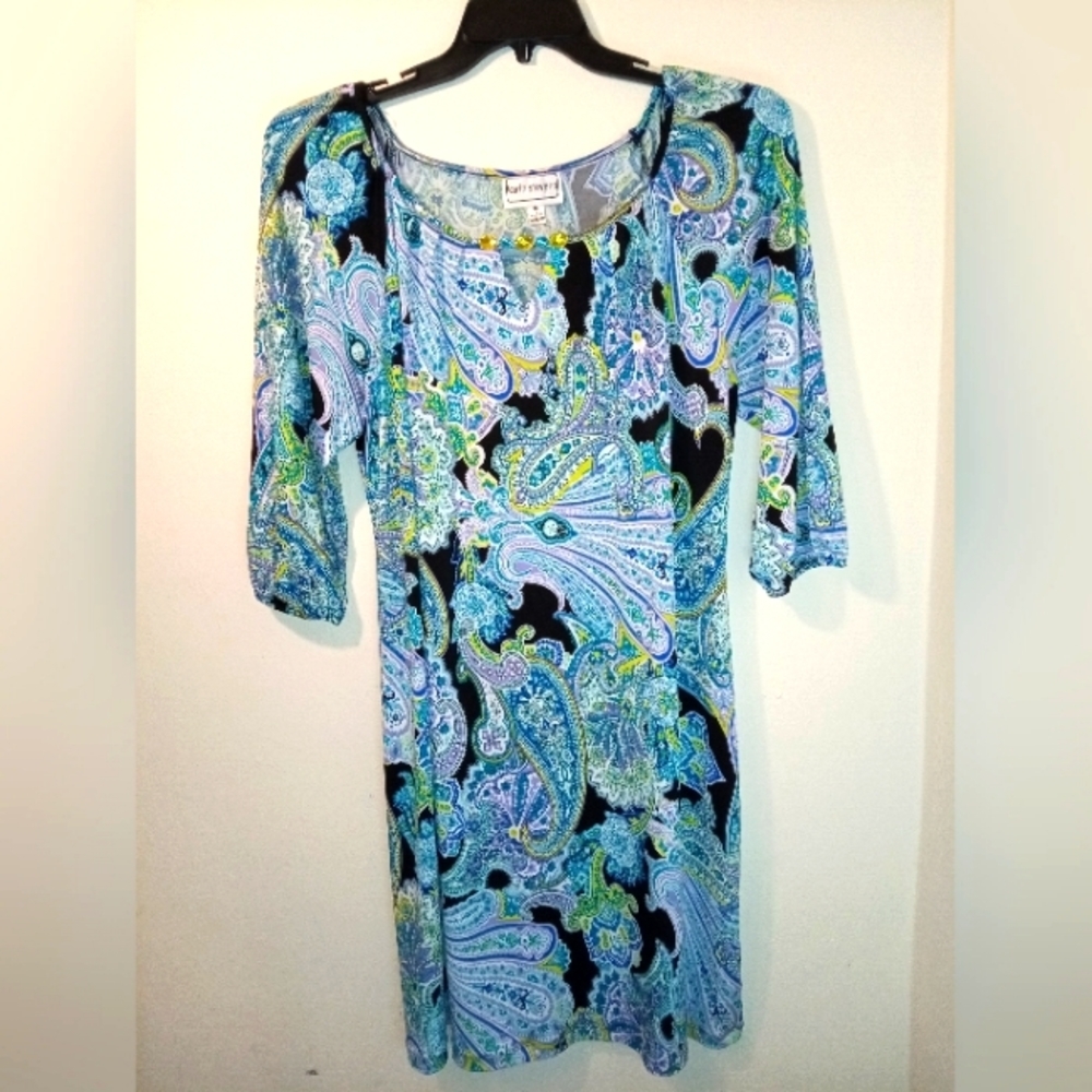 KARIN STEVENS | MULTI GREEN GEOMETRIC PRINT | WOMEN'S SIZE 16